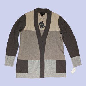 Charter Club | NWT Women's Cashmere Open Front Cardigan Tan Colorblock Medium